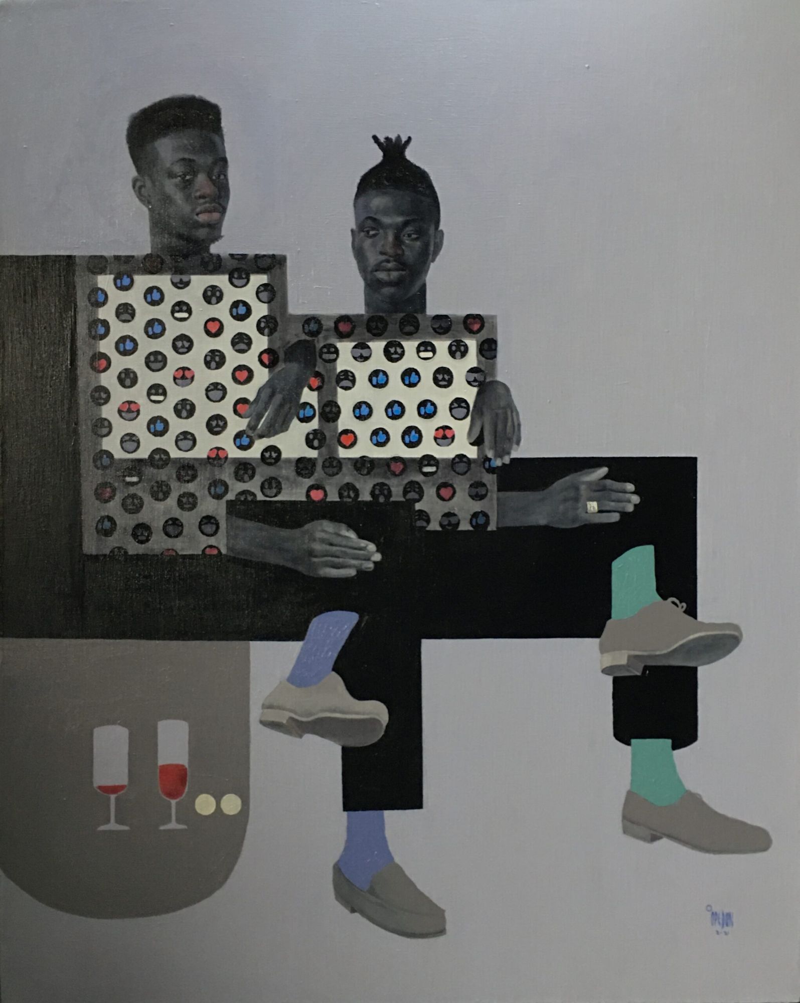 Damilola Opedun - Communion, 152 x 122 cm oil on canvas, 2021