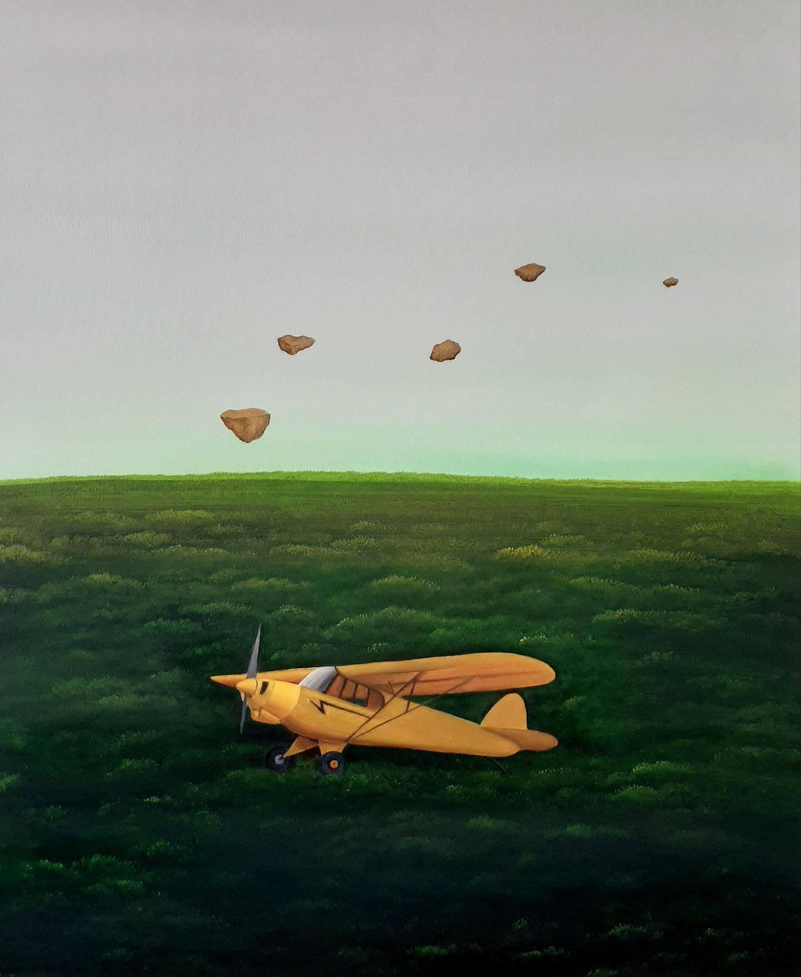 Houda Terjuman - Rising to a new horizon 70x82cm 2023 Oil and acrylic on canvas