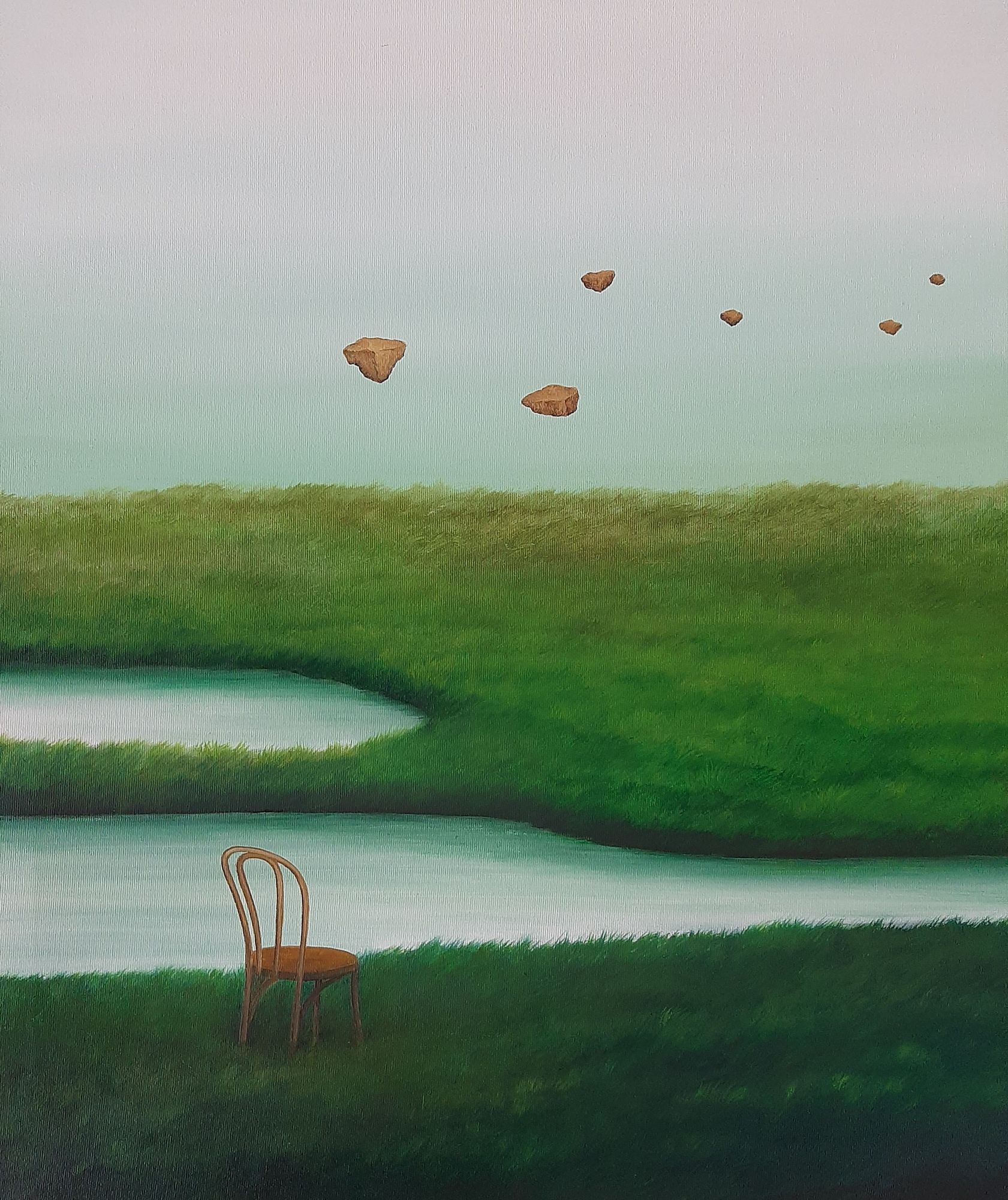 Houda Terjuman - No Foreign Land 2023 65x70cm Oil and acrylic on canvas