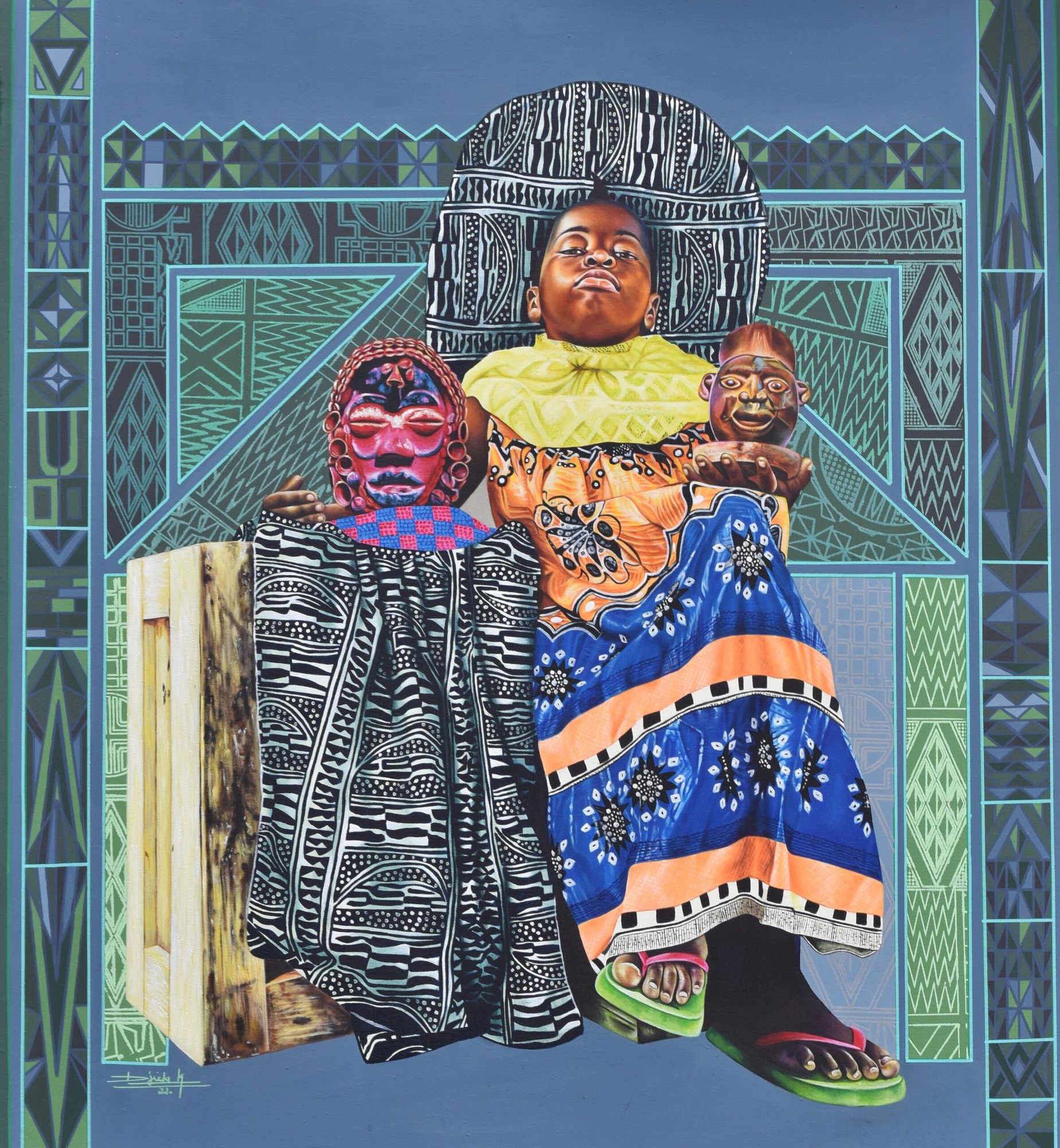 Dieudonne Djiela Kamkang - Danguere child, 2022 - Acrylic and posca on canvas - 120x110 cm.jpg
