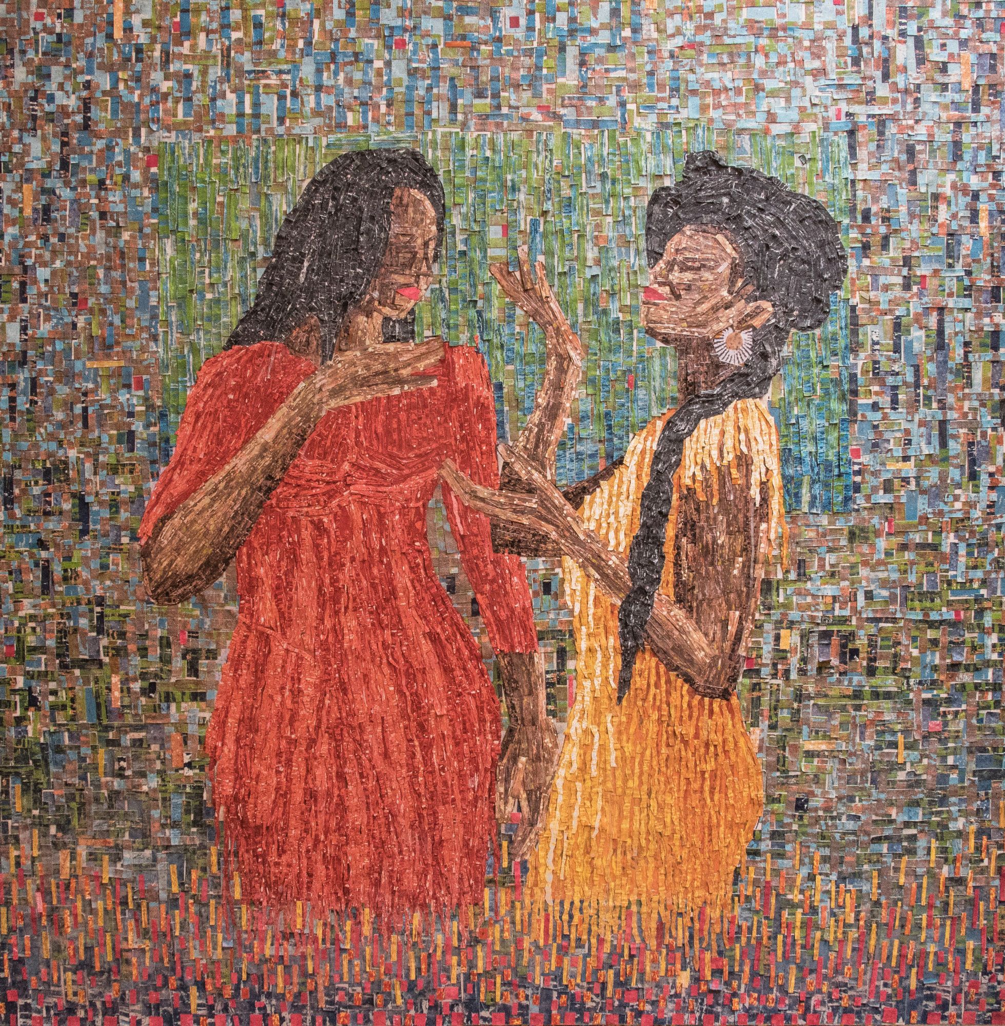 Amadou Opa Bathily - Intimate conversation I - Mixed media on canvas - Courtesy African Arty