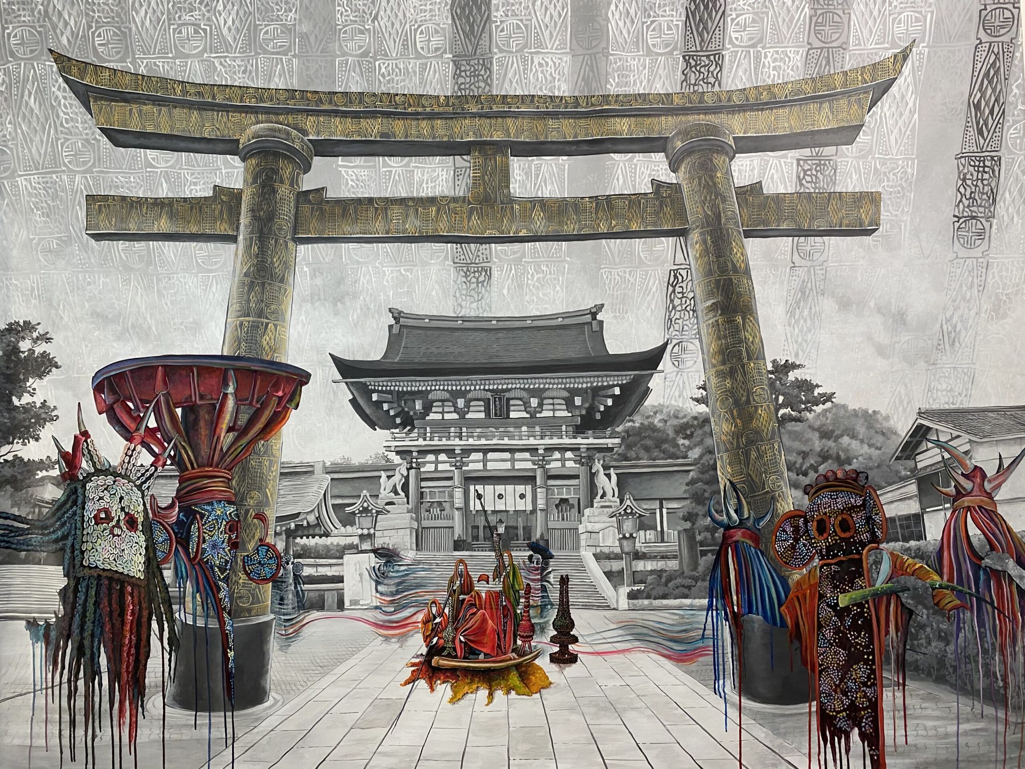 Franck Kemkeng Noah - Cour Royale, 2021 Acrylic on canvas 190 x 230 cm