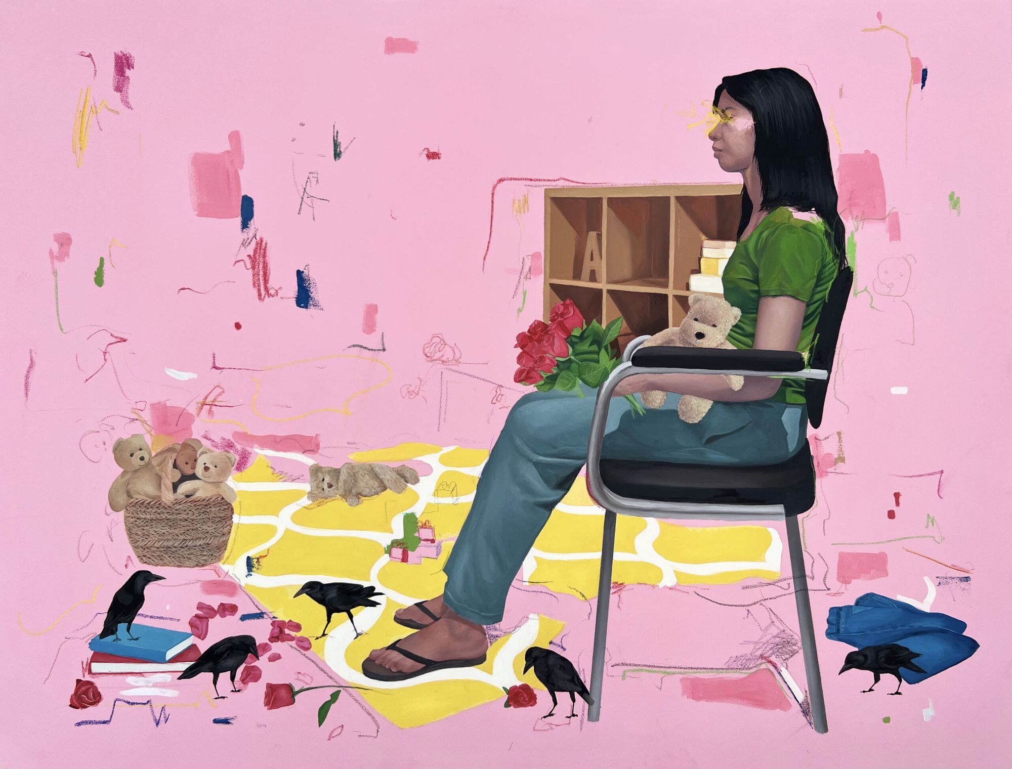 Rahma Lhoussig - I'll-follow-you-around-MixedtechniqueonCanvas-130x100cm-2023