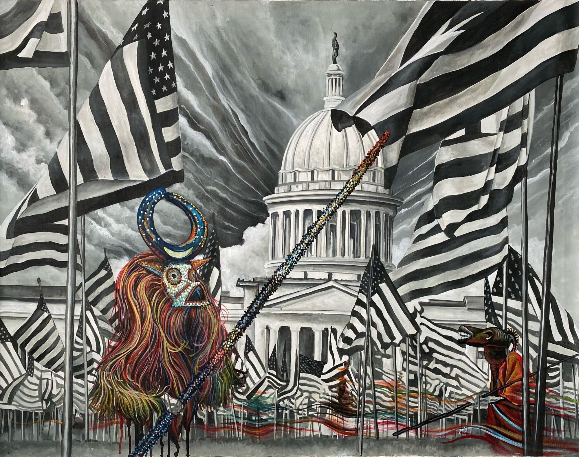 Franck Kemkeng Noah - Intronisation, 2021 - Acrylic on canvas - 100x130 cm - Courtesy African Arty