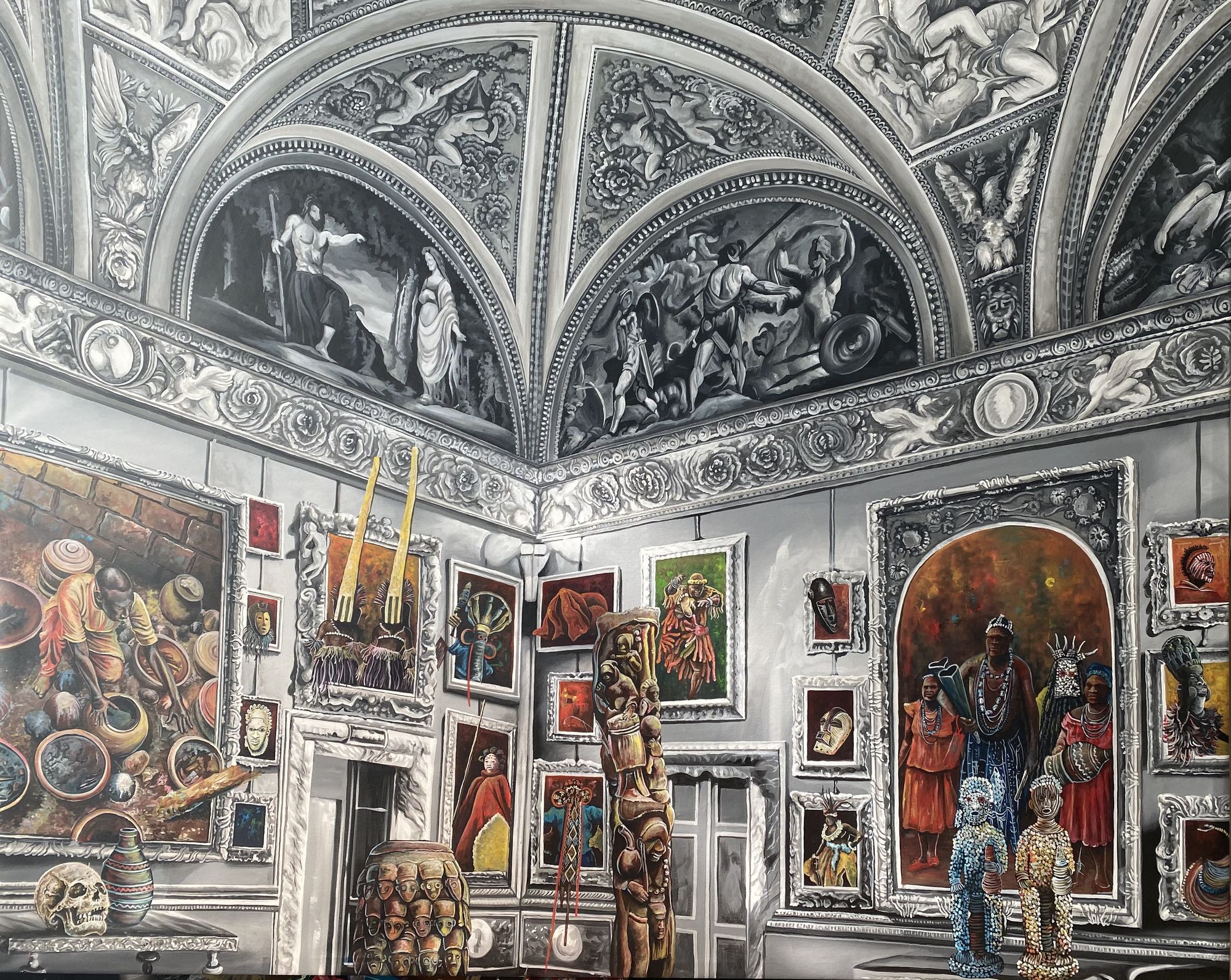 Franck Kemkeng Noah - At the Kemsi, 2023 - Acrylic on canvas - 160x200 cm