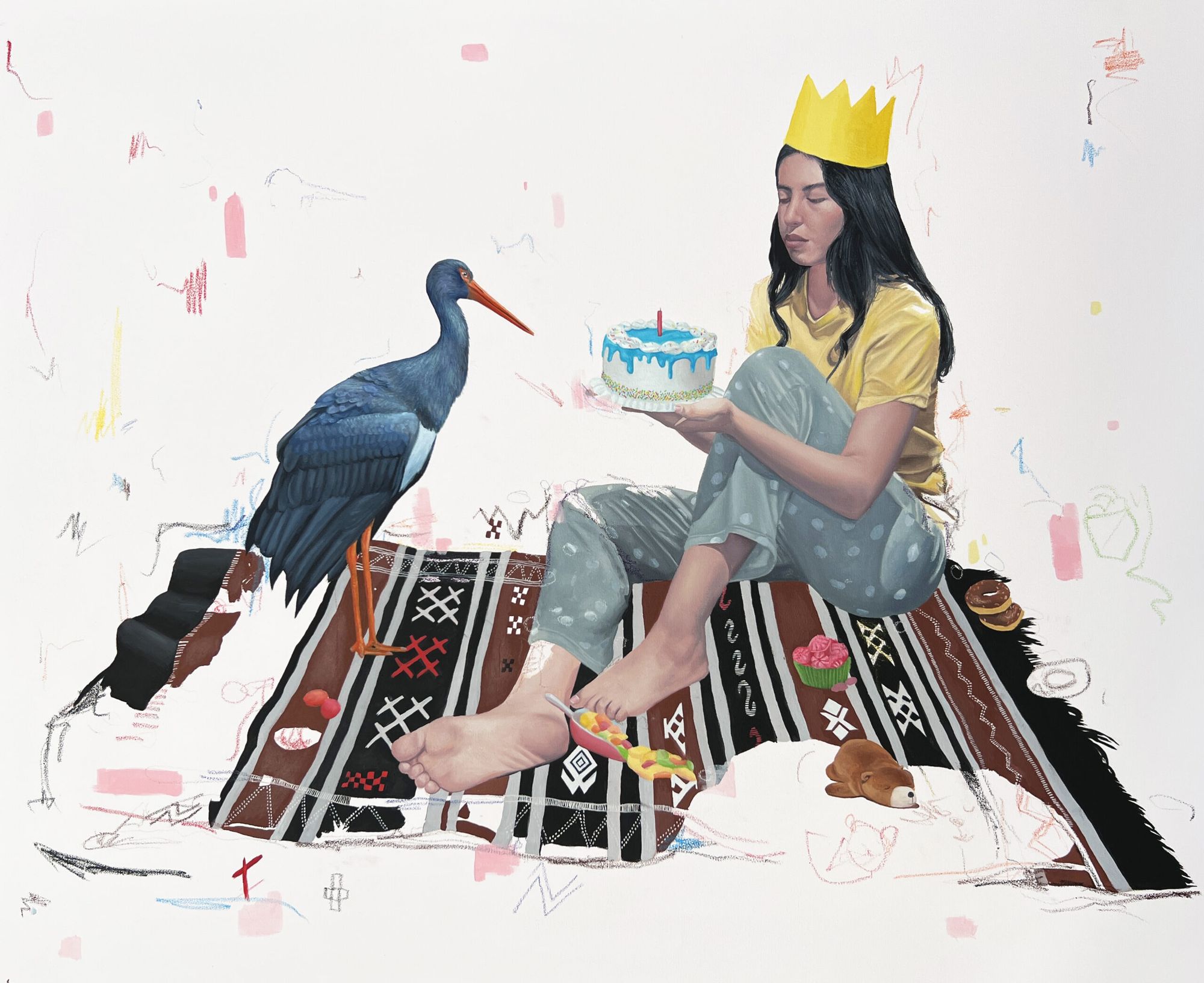 Rahma Lhoussig - It's-not-you-it's-not-me-either_MixedTechniqueoncanvas_90ÃÂ111cm_2023