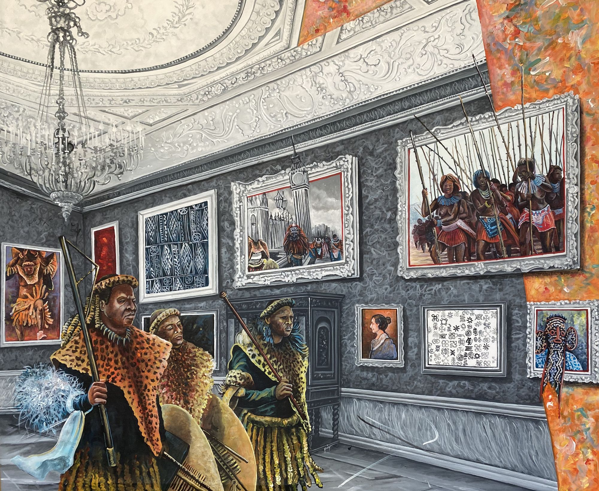 Franck Kemkeng Noah - the Warriors of tradition, 2023 - Acrylic on canvas - 110x130 cm