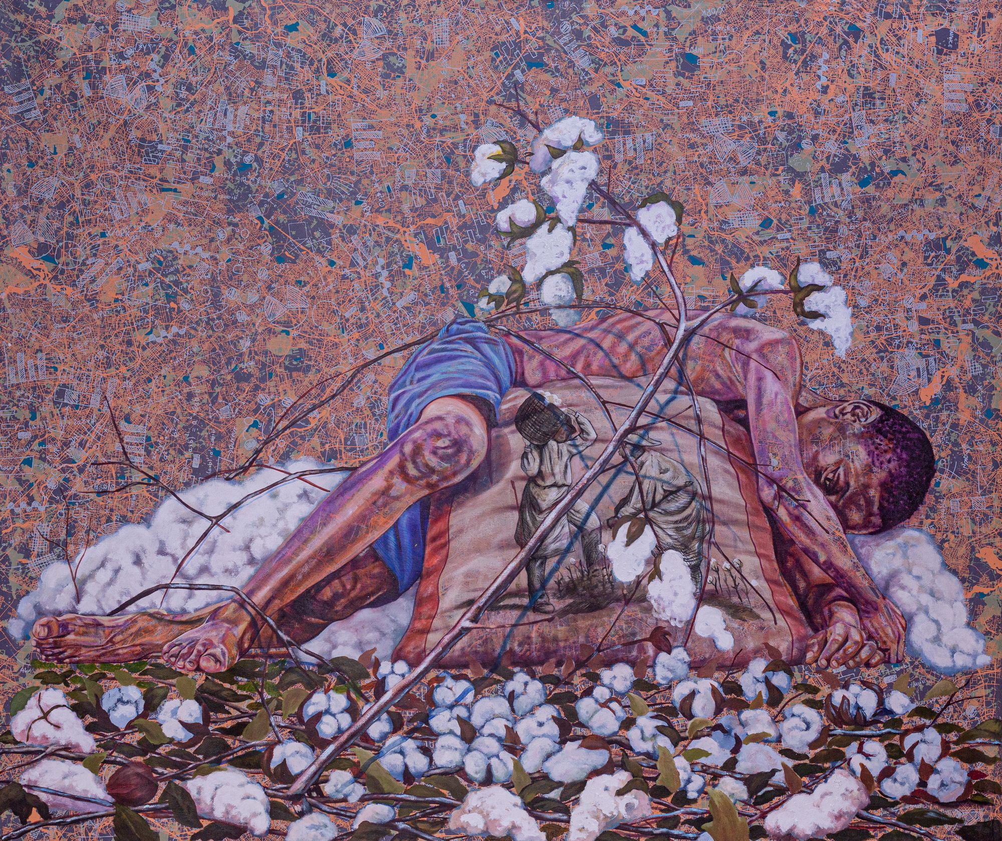 Jean-David Nkot - Untitled 1, 2022 - Mixed media on canvas - 176x200 cm