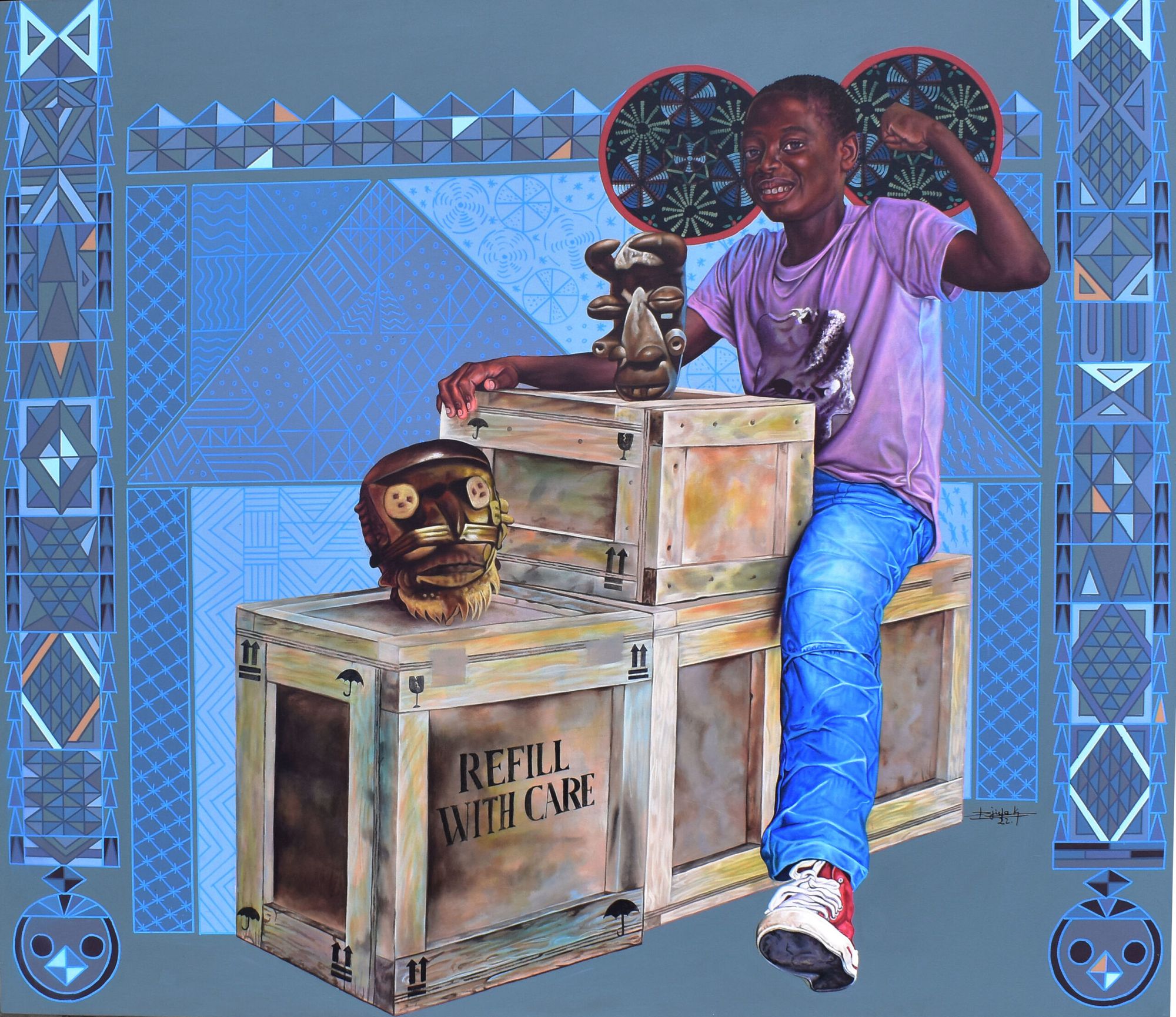 Dieudonne Djiela Kamkang - Guere Child, 2022 - Acrylique sur toile - 160x140 cm