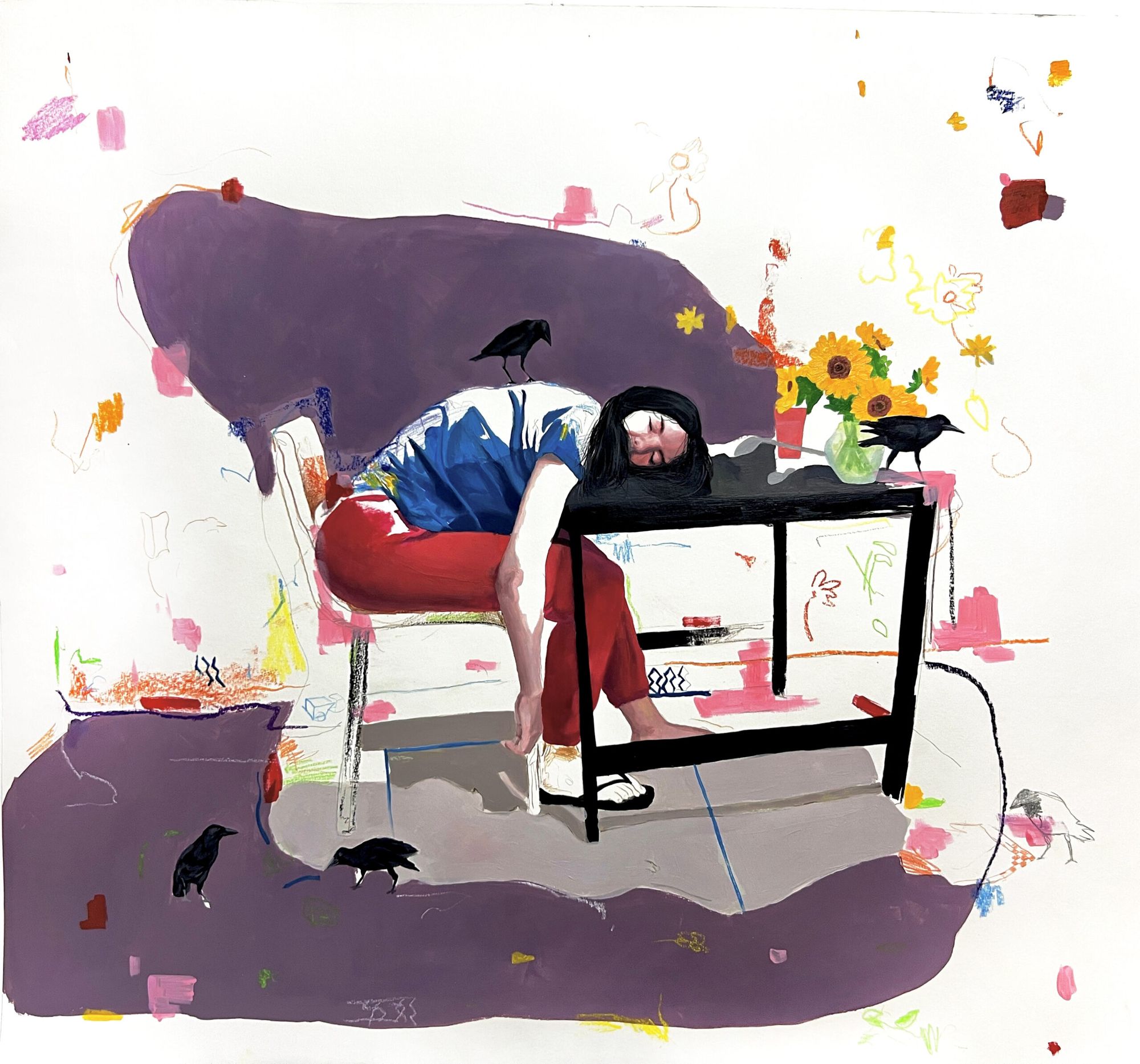 Rahma Lhoussig - Untitled-Mixedtechniqueonpaper-69,5x76,1cm-2023