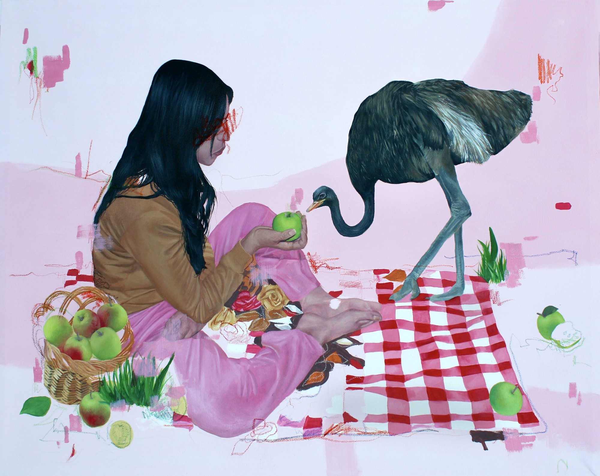 Rahma Lhoussig - Blended, 2022 - Mixed media on canvas - 80x100 cm