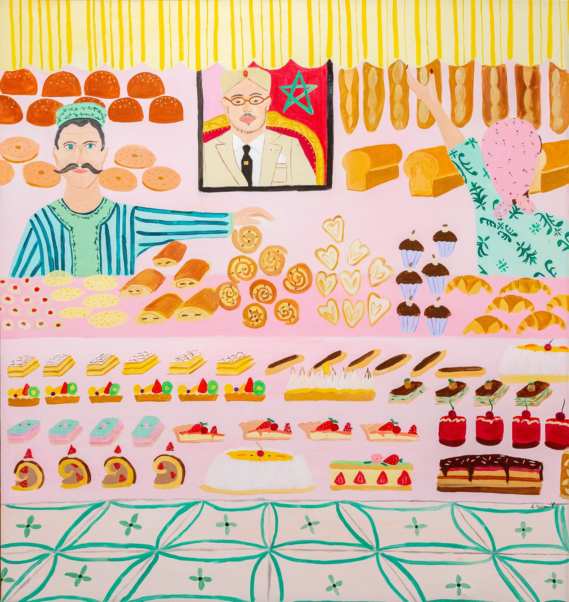Anaelle Myriam Chaaib - Boulangerie -Patisserie, 2023 - Acrylique sur toile - 110x100 cm