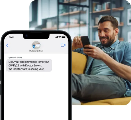 sending reminder of the appointment with doctor via sms