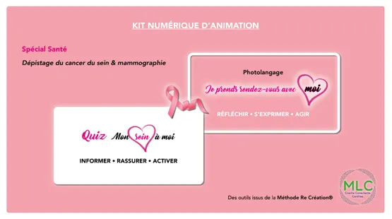 Kit numérique Spécial Santé de la Méthode Re Création® : Photolangage « Je prends rendez-vous avec moi » et Quiz « Mon sein à moi »