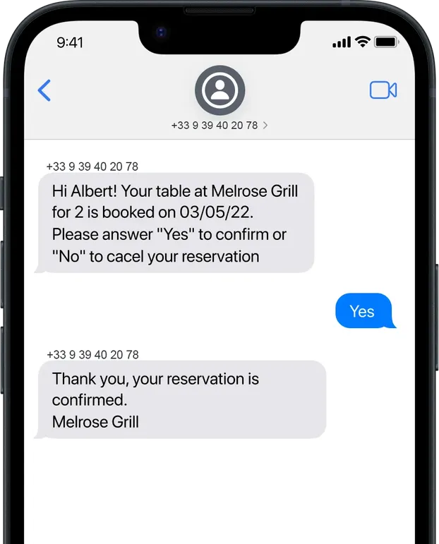 Atlas Communications - Time2chat, reservation confirmation with sms