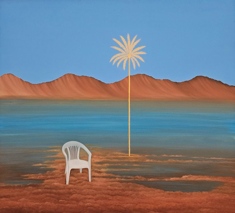 Houda Terjuman - Drifting to oblivion II , 2023 - Oil and acrylic on canvas - 110x102cm