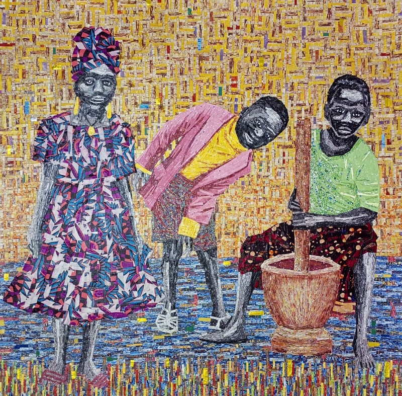 Amadou Opa Bathily - La decouverte du tresor cache de notre maman, 2022 - 120x120 cm