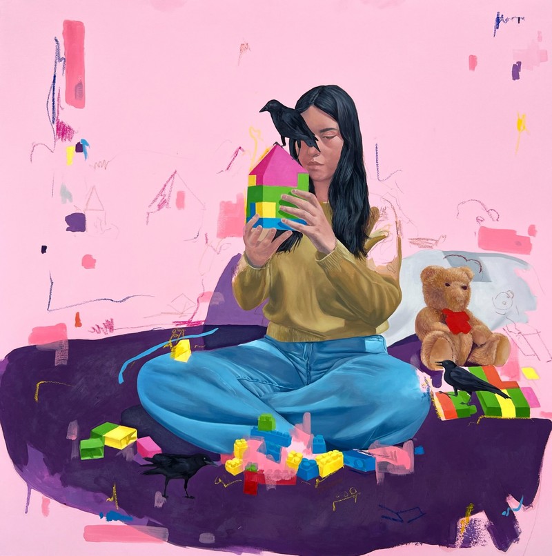 Rahma Lhoussig - To-forget-and-to-remember-Mixedtechniqueoncanvas-100x100cm-2023