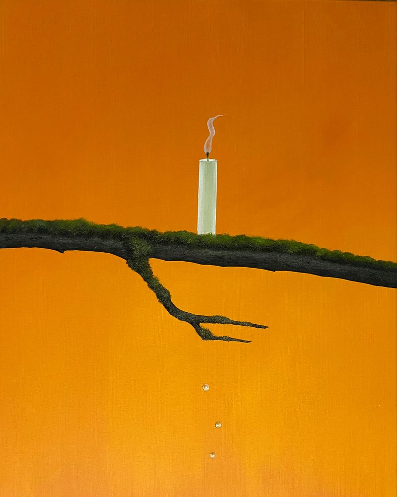 Houda Terjuman - Blowing the winds of destiny 2024 50x60cm Oil on canvas