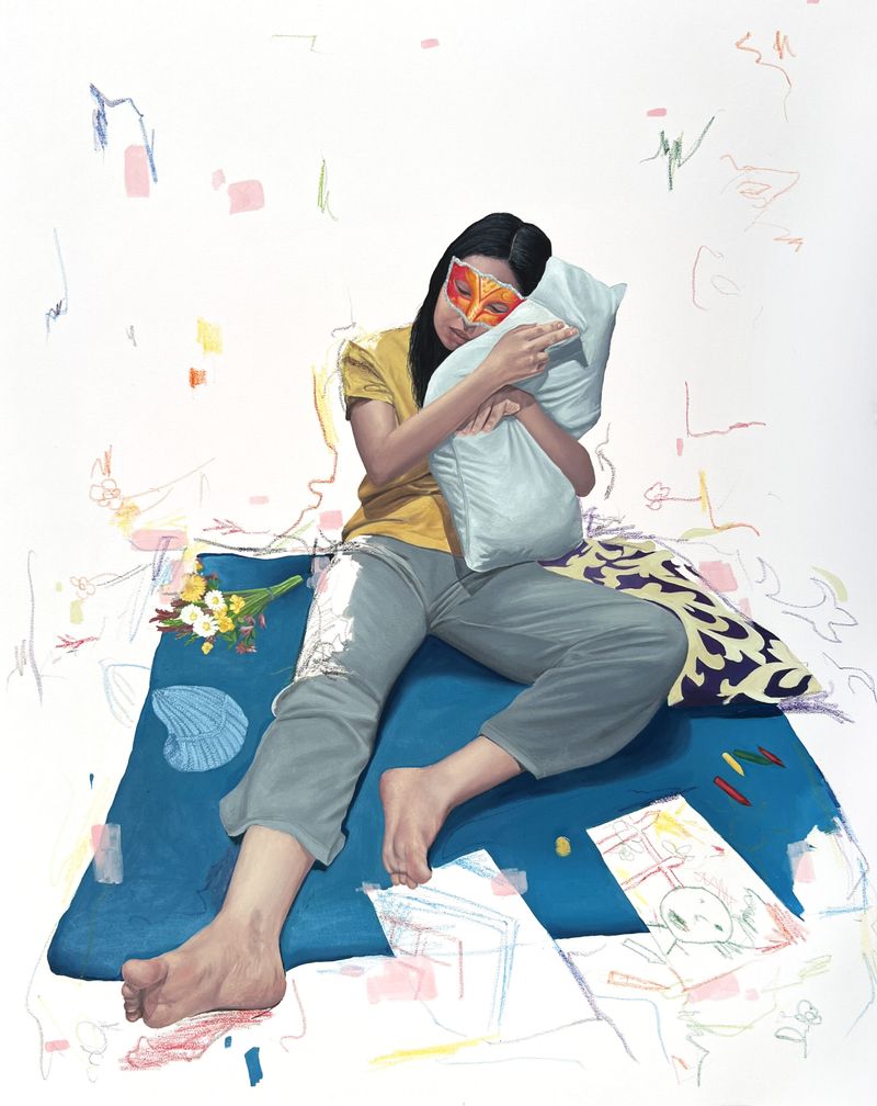 Rahma Lhoussig - Out-of-sight-MixedTechniqueOnCanvas_80x100cm_2023