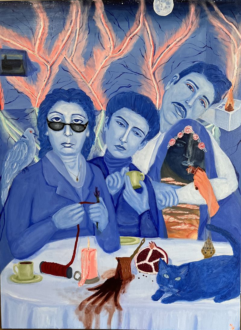 Massoud Hayoun - Power generators, A brief history of paranormal activity among the Hayoun ÃÂÃÂ§ÃÂ±ÃÂÃÂ¦ÃÂ©ÃÂ ÃÂ§ÃÂÃÂÃÂÃÂÃÂ¬ÃÂ§ÃÂ - Acrylic on canvas - 101.6x76.2cm