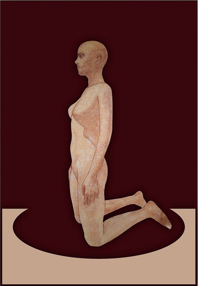 Mohammed Arrhioui Ã¢ÂÂ Sans Titre, 2024 Ã¢ÂÂ Coquille dÃ¢ÂÂÃÂuf et rÃÂ©sine sur bois - 97x142x2,5cm2