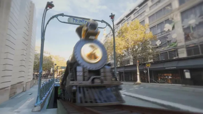 Animation 3D Printemps Express, un train au Printemps Haussmann