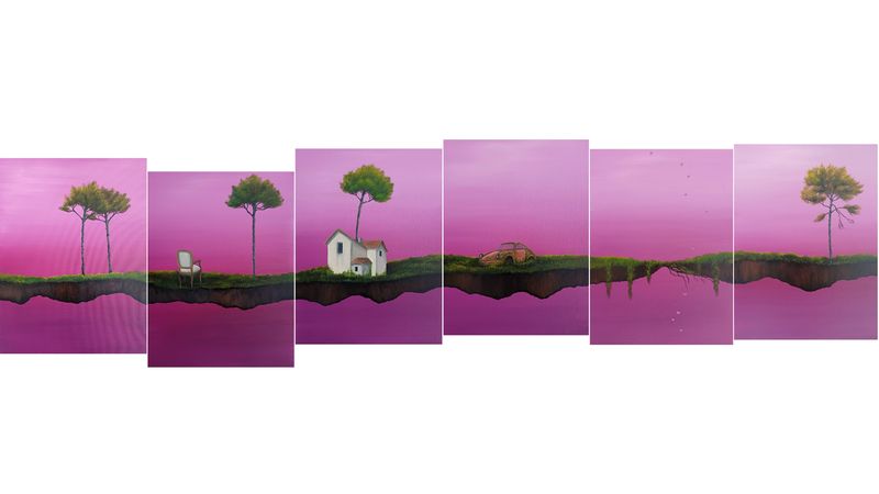 Houda Terjuman - Sans Titre, 2025 - Huile et acrylique sur toile - 40x180 cm