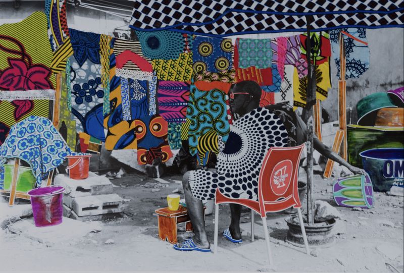 Claire Marboeuf - Jour de lessive, 2021 - Mixed media on photography - 40x60 cm