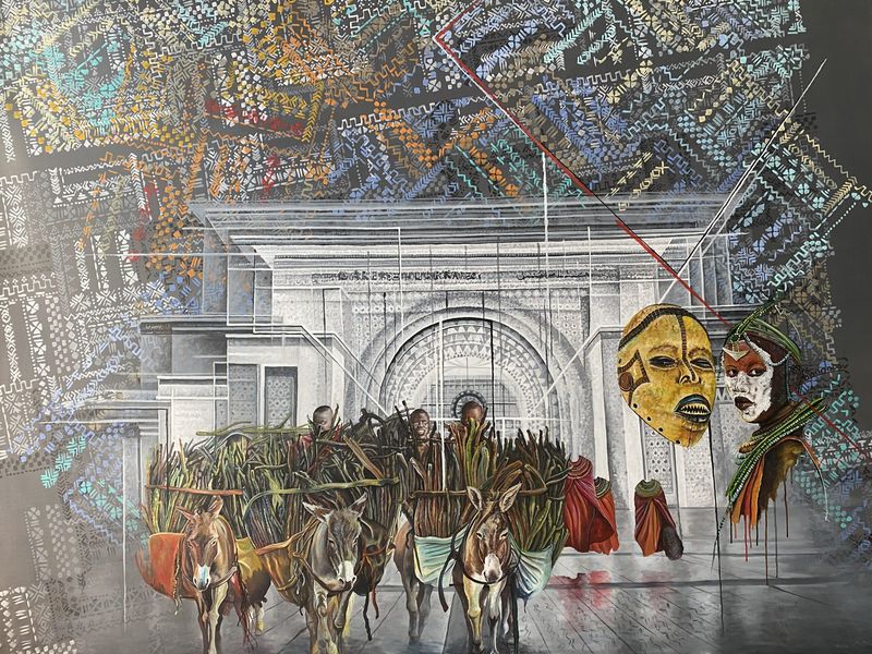 Franck Kemkeng Noah - DÃÂ©barquement ÃÂ« MassaÃÂ¯s ÃÂ  Marrakech ÃÂ», 2022 - Acrylique sur toile - 180x240 cm