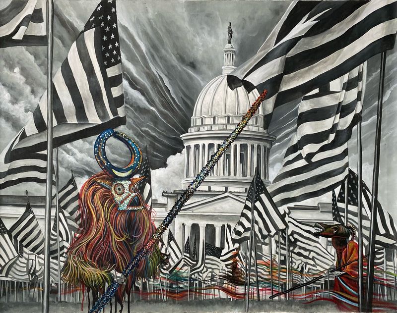 Franck Kemkeng Noah - Intronisation, 2021 - Acrylic on canvas - 100x130 cm - Courtesy African Arty