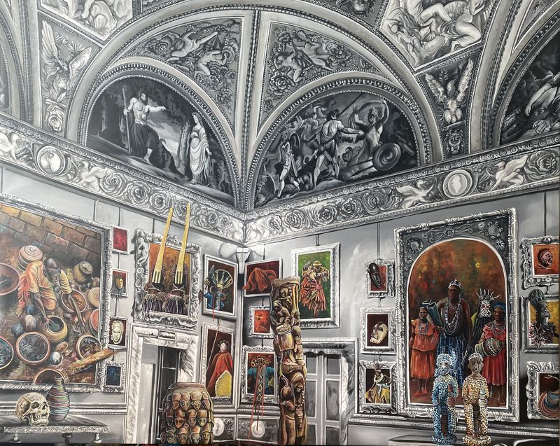 Franck Kemkeng Noah - At the Kemsi, 2023 - Acrylic on canvas - 160x200 cm