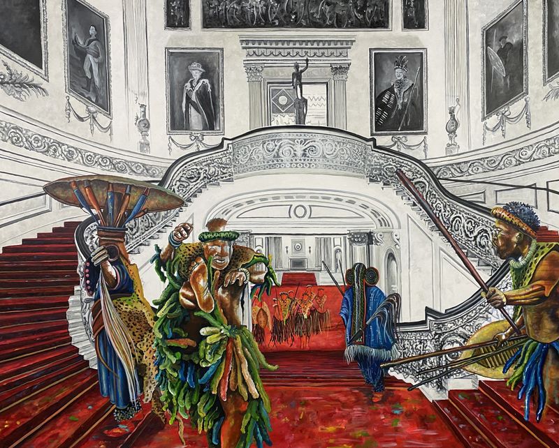 Franck Kemkeng Noah Esprit Zoulous-BamilÃÂ©kÃÂ© du Buckingham, 2022 Acrylic on canvas 135x175 cm