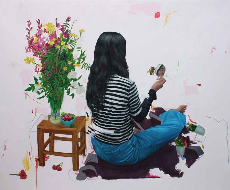Rahma Lhoussig - I see through the dust, 2022 - 120x130cm - African Arty