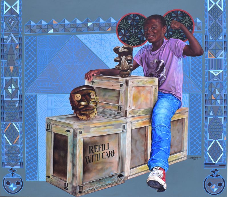 Dieudonne Djiela Kamkang - Guere Child, 2022 - Acrylique sur toile - 160x140 cm