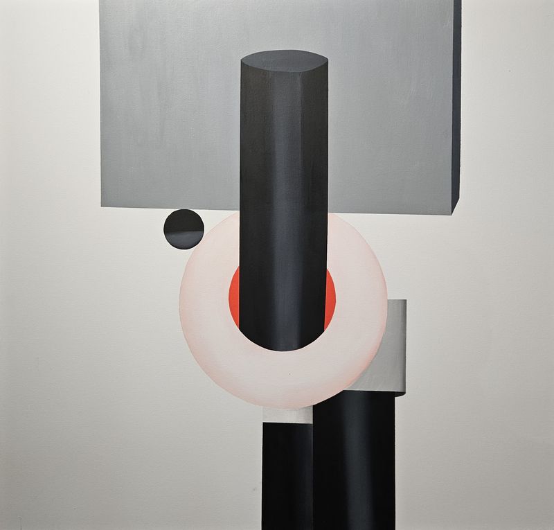 Kpe Innocent - Ã¢ÂÂSeems Heavy, ThereÃ¢ÂÂs HelpÃ¢ÂÂ, 2023. 100 x 100cm, Acrylic on Canvas