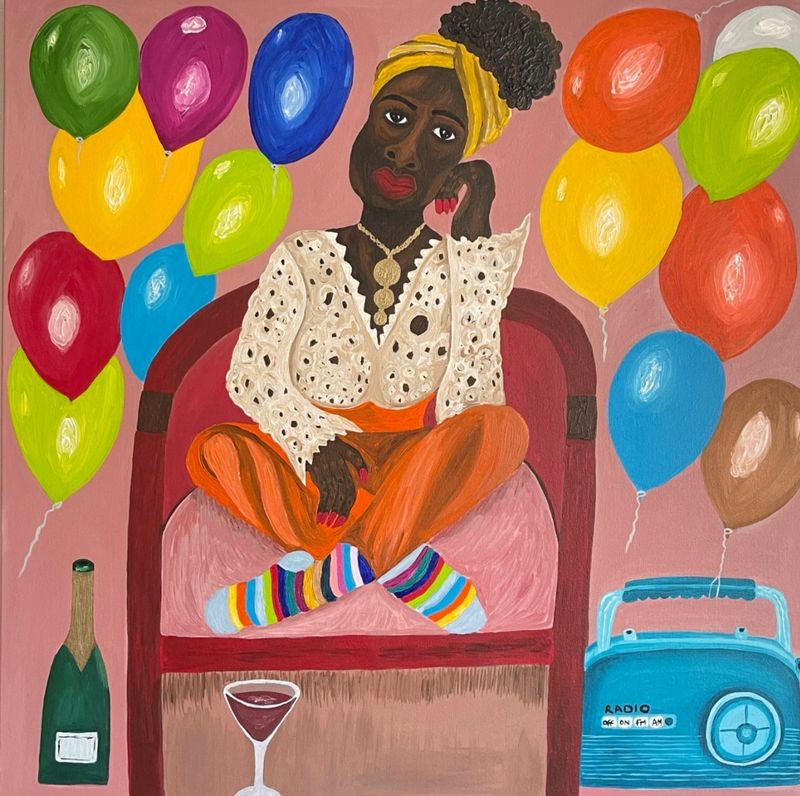 Sophia Oshodin A Farewell to My Problem Days II, 2022 Acrylic on canvas 80x80 cm