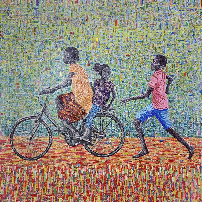 Amadou Opa Bathily - La Course vers la ligne d'arrivee, 2022 - 135x135 cm