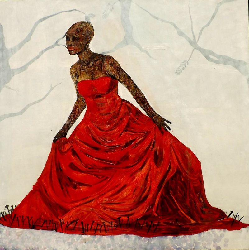 Ange Swana - Earth bride, 2016 - Mixed media (acrylics + oils) on Canvas - 200X200 cm