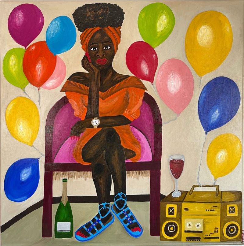 Sophia Oshodin A Farewell to My Problem Days, 2022 Acrylic on canvas 91x91 cm