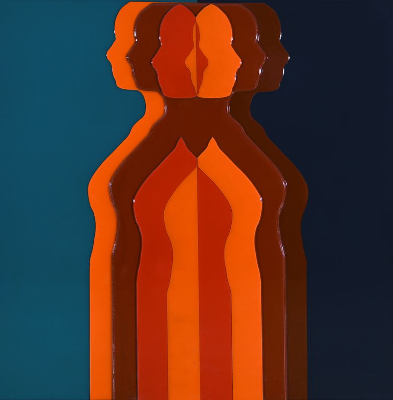 Zouhair Chihad - Sans Titre, 2024 - Technique mixte et rÃÂ©sine sur panneau - 128x123cm