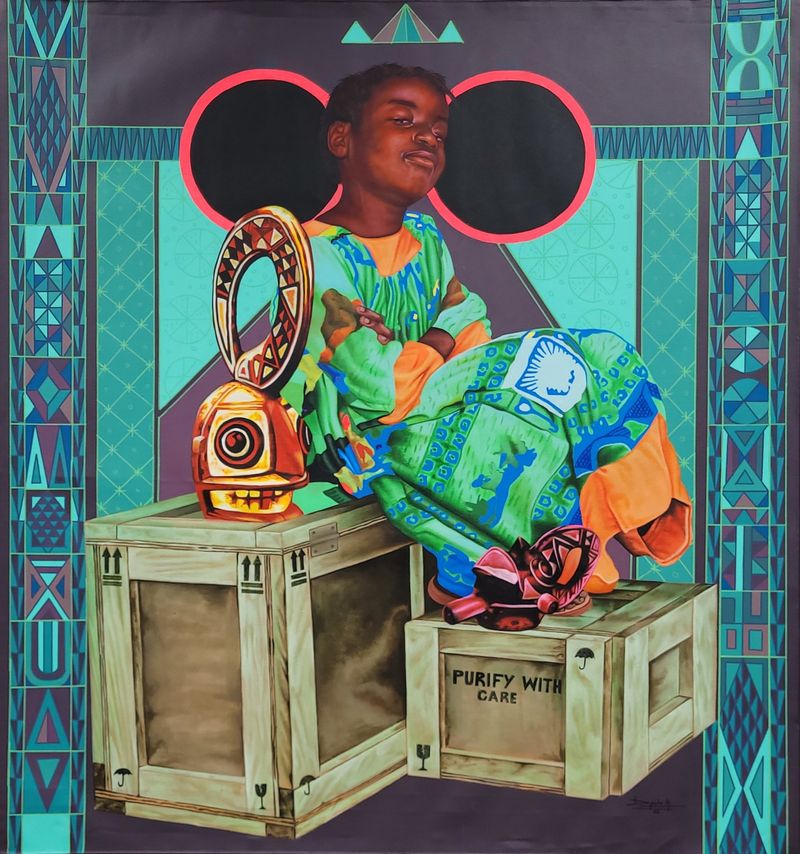 Dieudonne Djiela Kamkang - Gurunsi Child - 130x120 cm